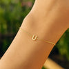 14K Yellow Gold Mini Initial U Bracelet, view 6