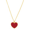 14K Yellow Gold High Polish Heart Red Cornelia Paste Necklace