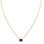 14K Yellow Gold Emerald Cut Garnet Necklace, view 5
