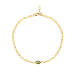 14K Yellow Gold Peridot Mirrored Chain Bracelet (2.20 mm), view 2