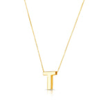 14K Yellow Gold Yours Truly Block Letter Initial T Necklace