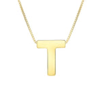 14K Yellow Gold Yours Truly Block Letter Initial T Necklace, view 2