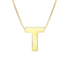 14K Yellow Gold Yours Truly Block Letter Initial T Necklace, view 2