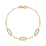 14K Yellow Gold Diamon Oro Paperclip Bracelet