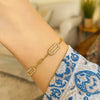 14K Yellow Gold Diamon Oro Paperclip Bracelet, view 2