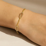 14K Yellow Gold Diamon Oro Paperclip Bracelet, view 3