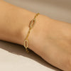 14K Yellow Gold Diamon Oro Paperclip Bracelet, view 3