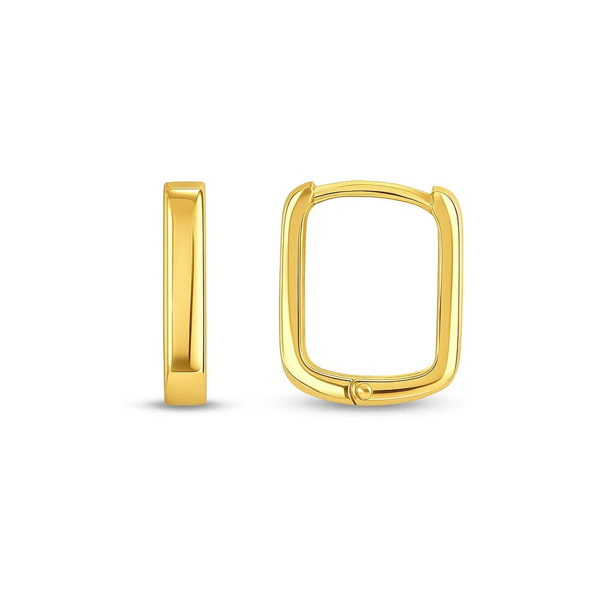 14K Yellow Gold Small Square Huggie Hoops