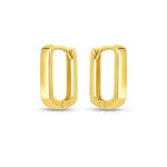 14K Yellow Gold Small Square Huggie Hoops, view 2