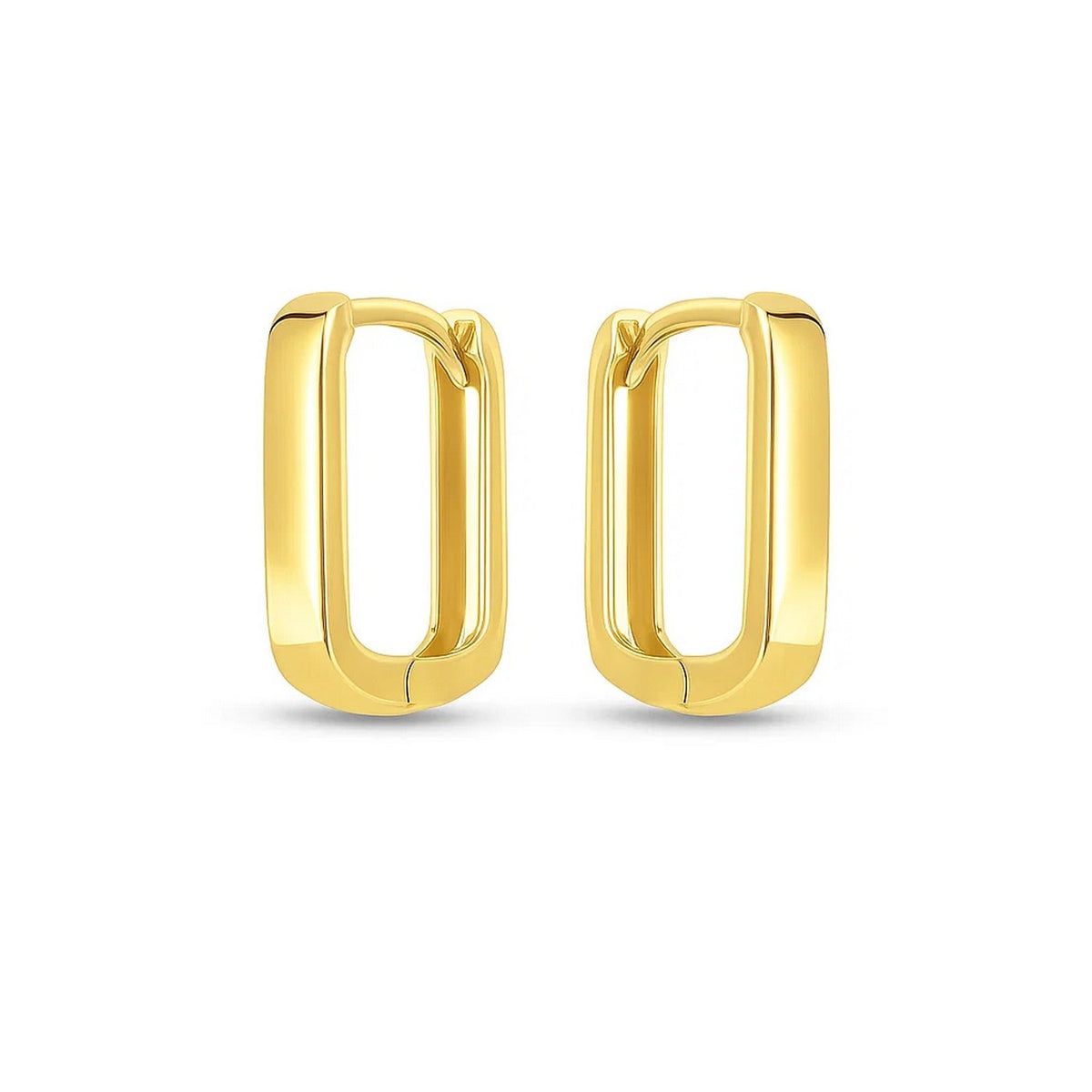 14K Yellow Gold Small Square Huggie Hoops, view 2