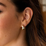 14K Yellow Gold Small Square Huggie Hoops, view 4