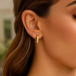 14K Yellow Gold Small Square Huggie Hoops, view 5