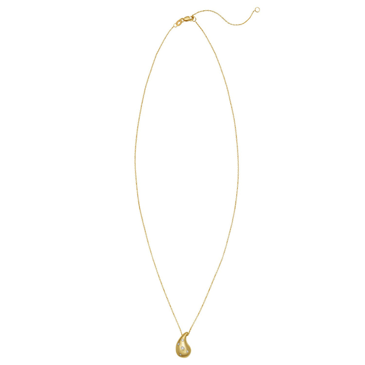 14K Yellow Gold Diamond Raindrop Necklace, view 2