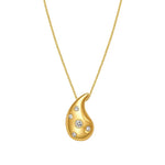14K Yellow Gold Diamond Raindrop Necklace, view 3