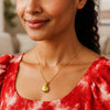 14K Yellow Gold Diamond Raindrop Necklace, view 4