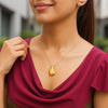 14K Yellow Gold Diamond Raindrop Necklace, view 5