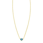 14K Yellow Gold Blue Topaz Heart Necklace (1.50 mm)