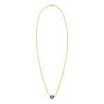 14K Yellow Gold Blue Topaz Heart Necklace (1.50 mm), view 2