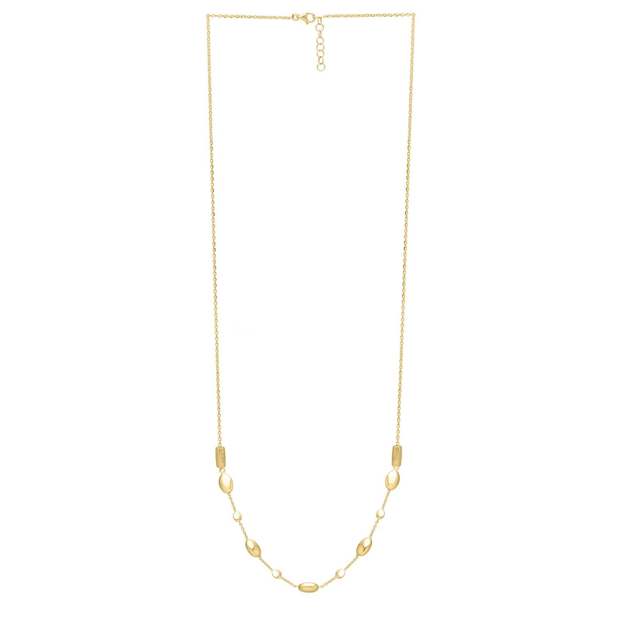 Adjustable Puff Pebble Necklace in 14K Yellow Gold, view 2