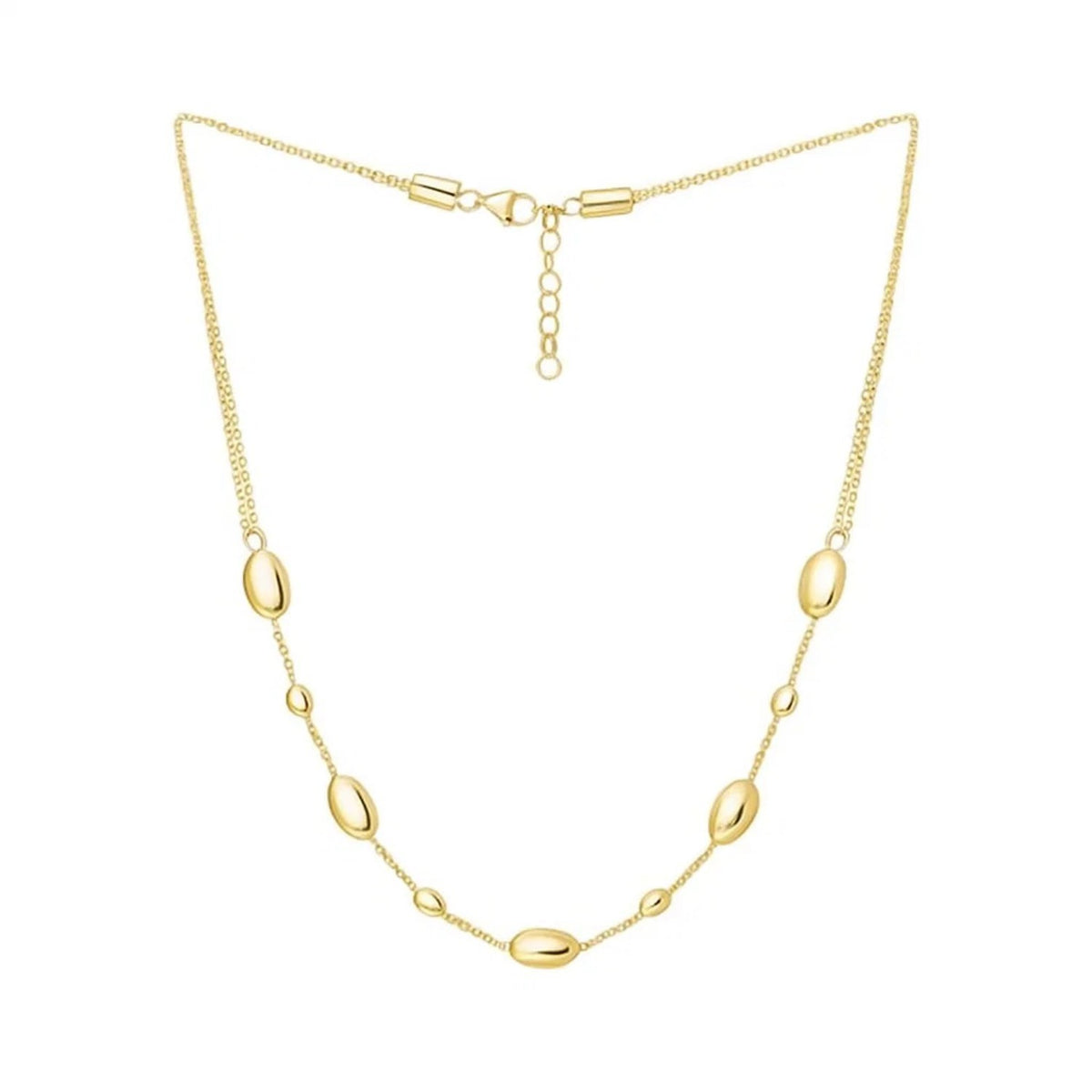 Adjustable Puff Pebble Necklace in 14K Yellow Gold, view 3