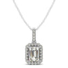Halo Pendant With Emerald Center Diamond in 14k White Gold (1 1/5 cttw)