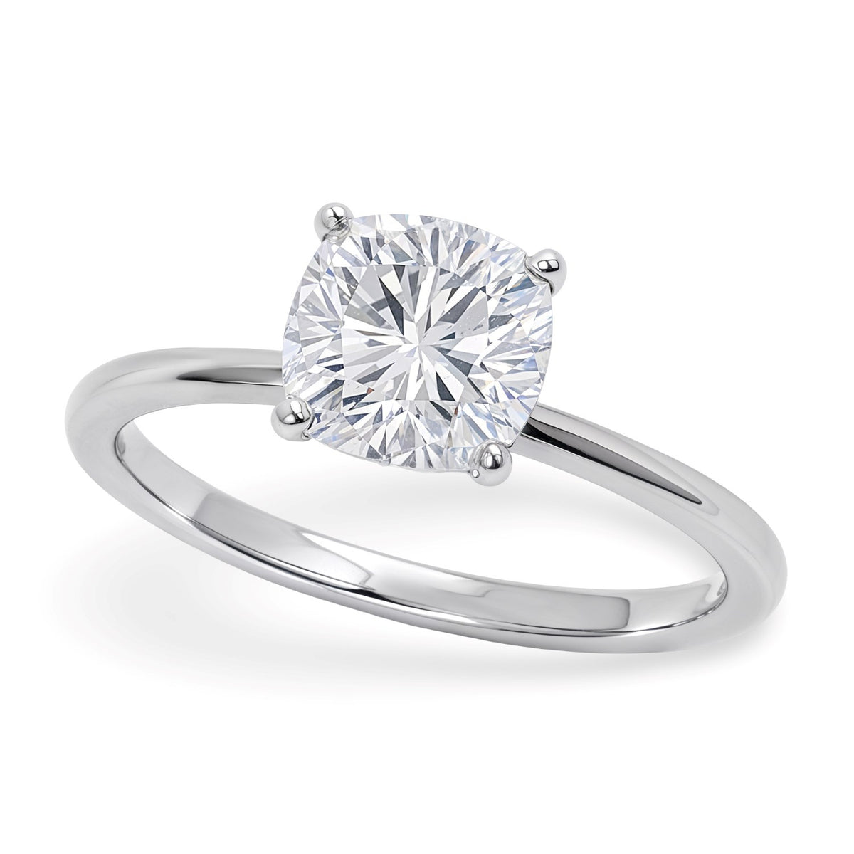 1 1/2 Carat Cushion Lab Grown IGI G/VS1 Diamond Solitaire Ring in 14K White Gold