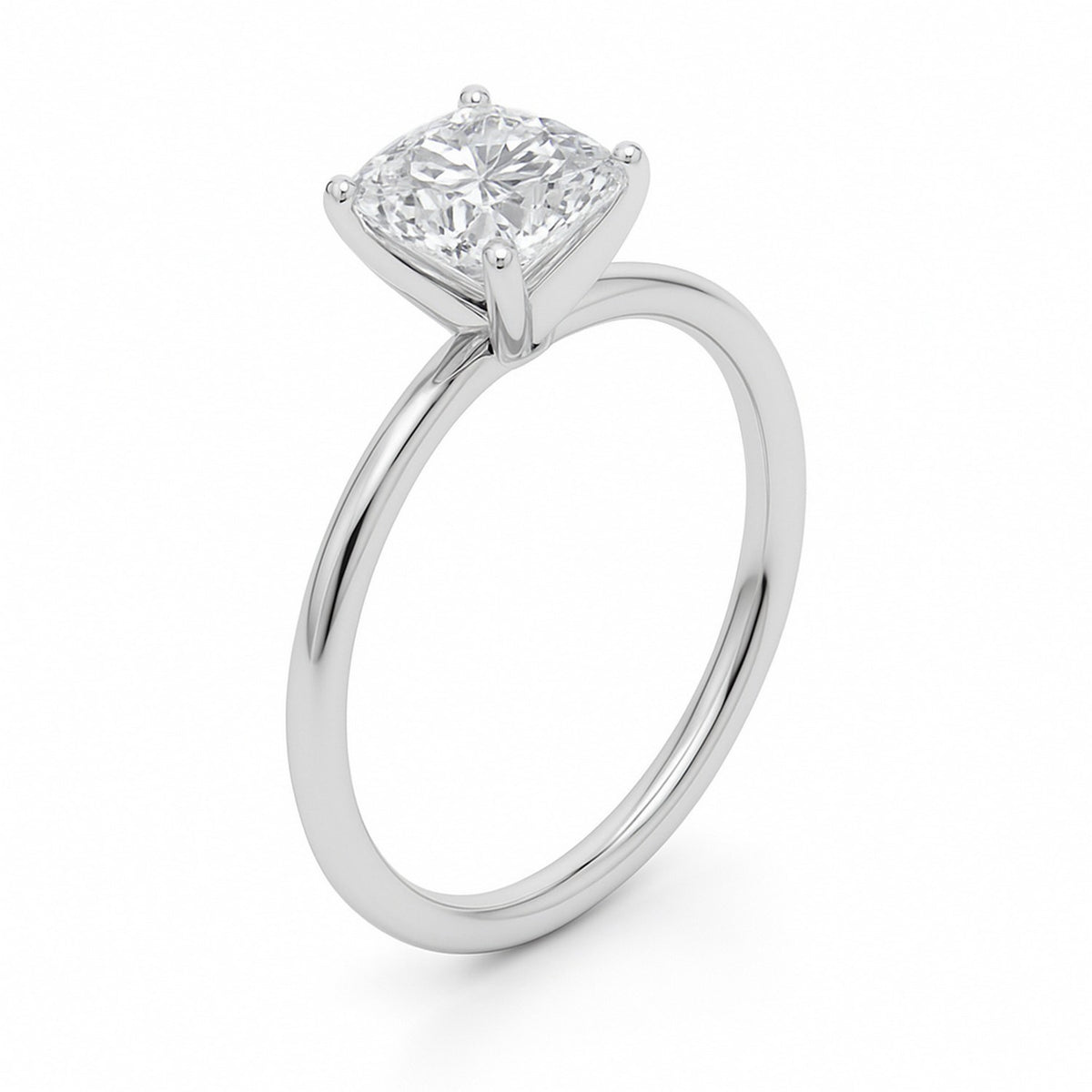 1 1/2 Carat Cushion Lab Grown IGI G/VS1 Diamond Solitaire Ring in 14K White Gold, view 2