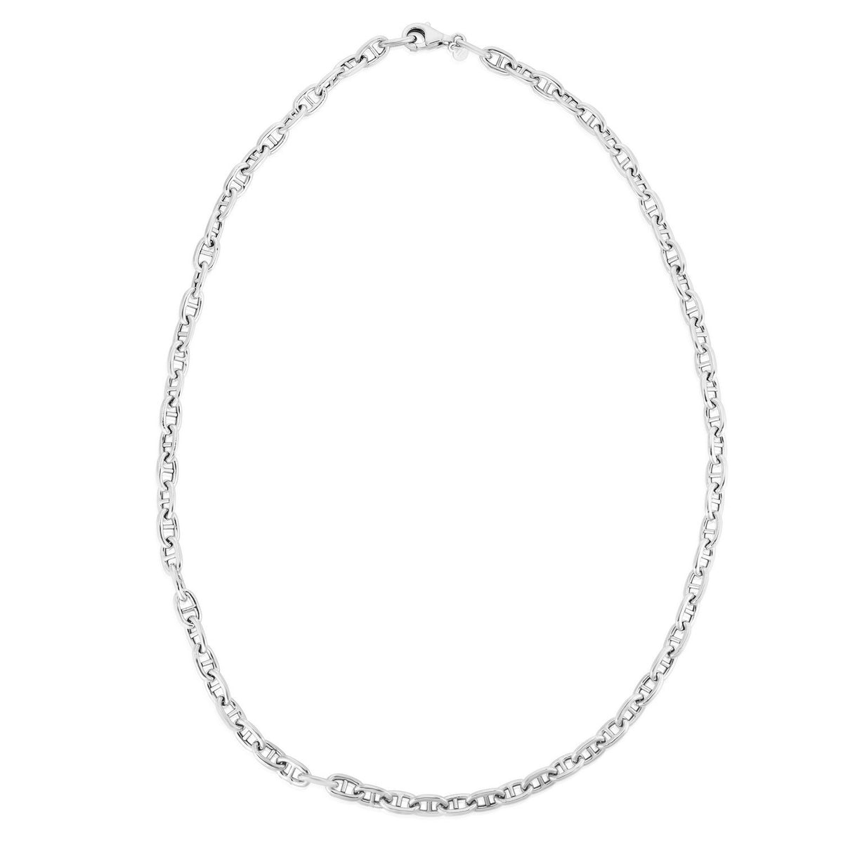 Sterling Silver Rhodium Plated Puffed Mariner Bracelet (5.90 mm), view 3