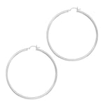 Rhodium Plated Hoop Earrings in Sterling Silver (3x60.00 mm)