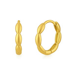 Small Rice Hoop Earrings in 14K Yellow Gold, view 2