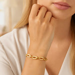 14K Yellow Gold Long Mirror Rolo Link Chain Bracelet (7.30 mm), view 3