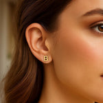 14K Yellow Gold Yours Truly Initial B Stud Earrings, view 2