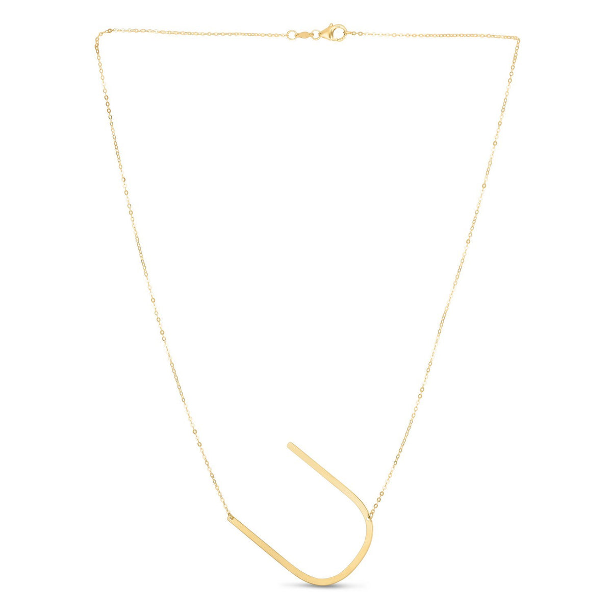 14K Yellow Gold Yours Truly Large Initial U Necklace, view 2