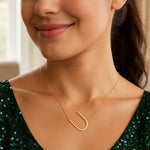 14K Yellow Gold Yours Truly Large Initial U Necklace, view 4