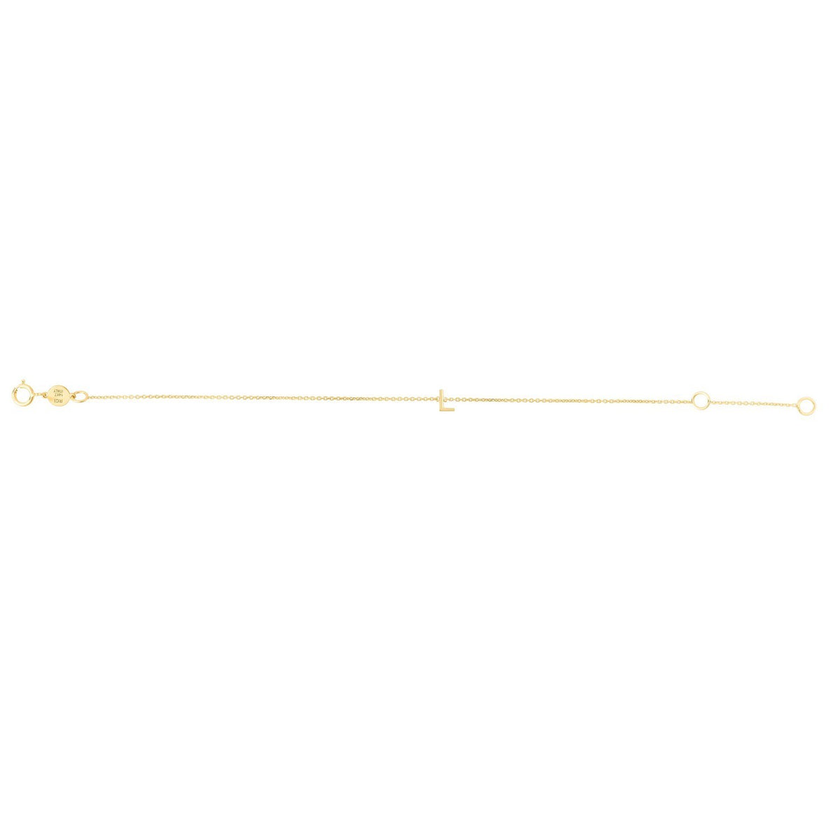 14K Yellow Gold Mini Initial L Bracelet, view 2