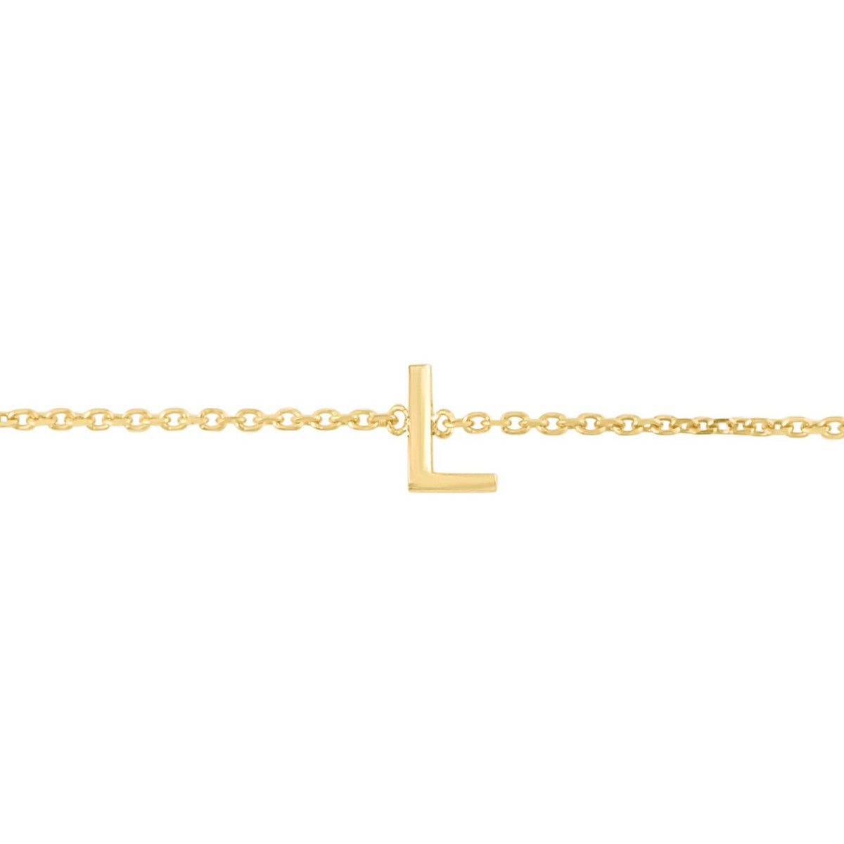 14K Yellow Gold Mini Initial L Bracelet, view 3