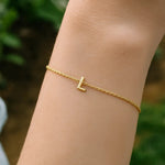 14K Yellow Gold Mini Initial L Bracelet, view 7