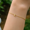 14K Yellow Gold Mini Initial L Bracelet, view 7