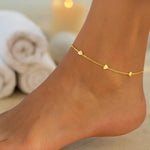 Stationed Heart Anklet in 14K Yellow Gold (1.00 mm), view 3