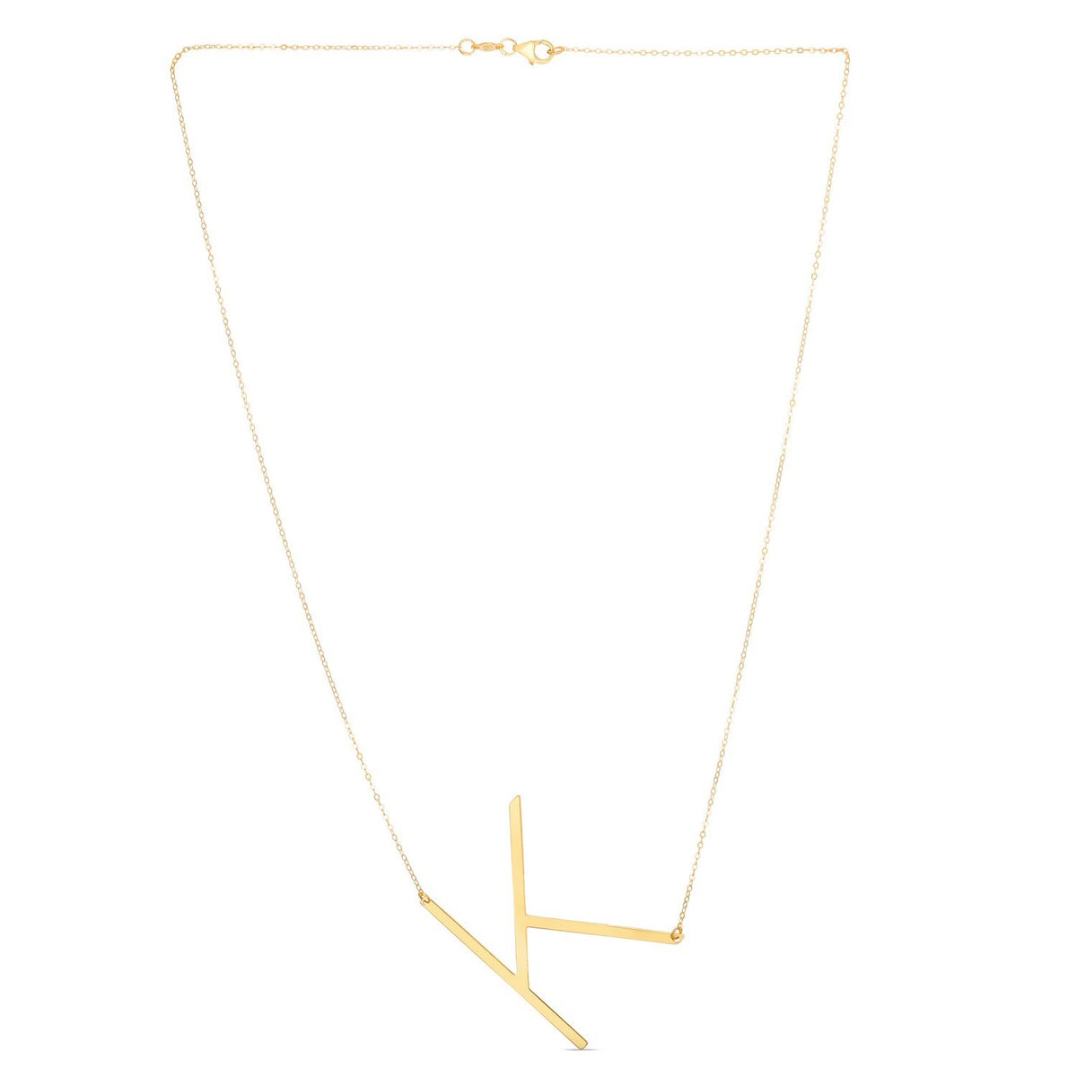14K Yellow Gold Yours Truly Large Initial K Necklace, view 2