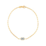 14K Yellow Gold White Topaz Paperclip Bracelet (1.50 mm), view 2