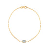 14K Yellow Gold White Topaz Paperclip Bracelet (1.50 mm), view 2