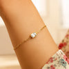 14K Yellow Gold White Topaz Paperclip Bracelet (1.50 mm), view 3