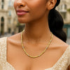 Two Tone Bar and Bead Necklace in 14K Gold, view 3
