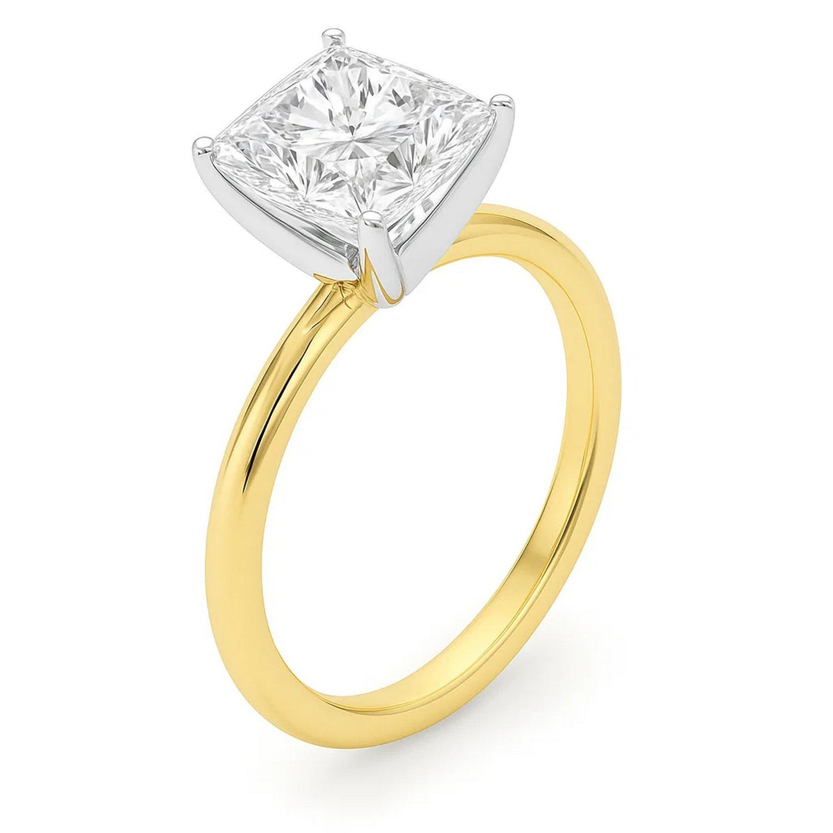 3 Carat Princess Lab Grown IGI G/VS1 Diamond Solitaire Ring in 14K Yellow Gold, view 2