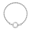 Sterling Silver Rhodium Plated Fancy Push Lock Rope Chain Bracelet (3.40 mm), view 2