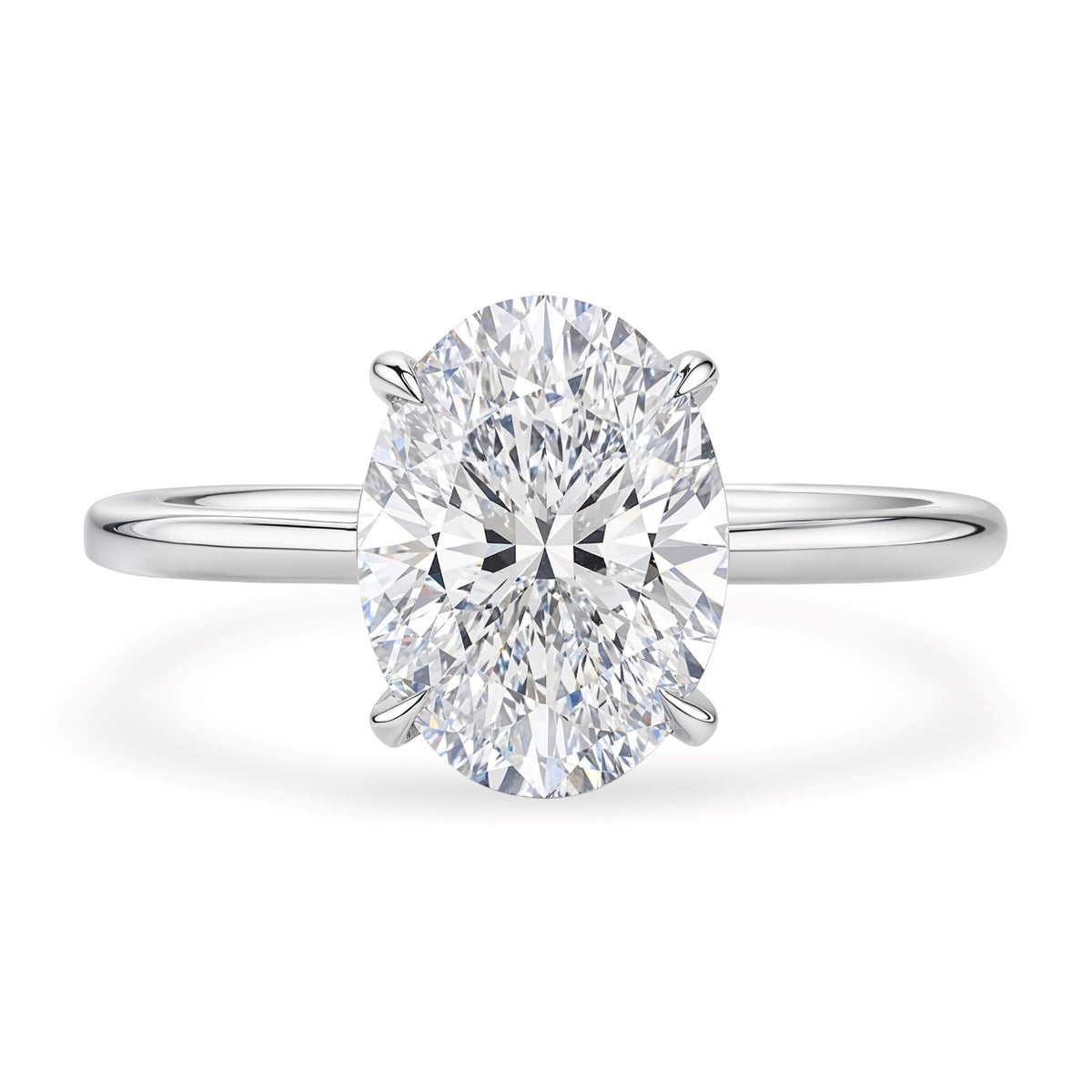 2 Carat Oval Lab Grown IGI G/VS1 Diamond Solitaire Ring in 10K White Gold, view 2