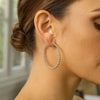 Sterling Silver Medium Bead Hoop Earrings, view 3