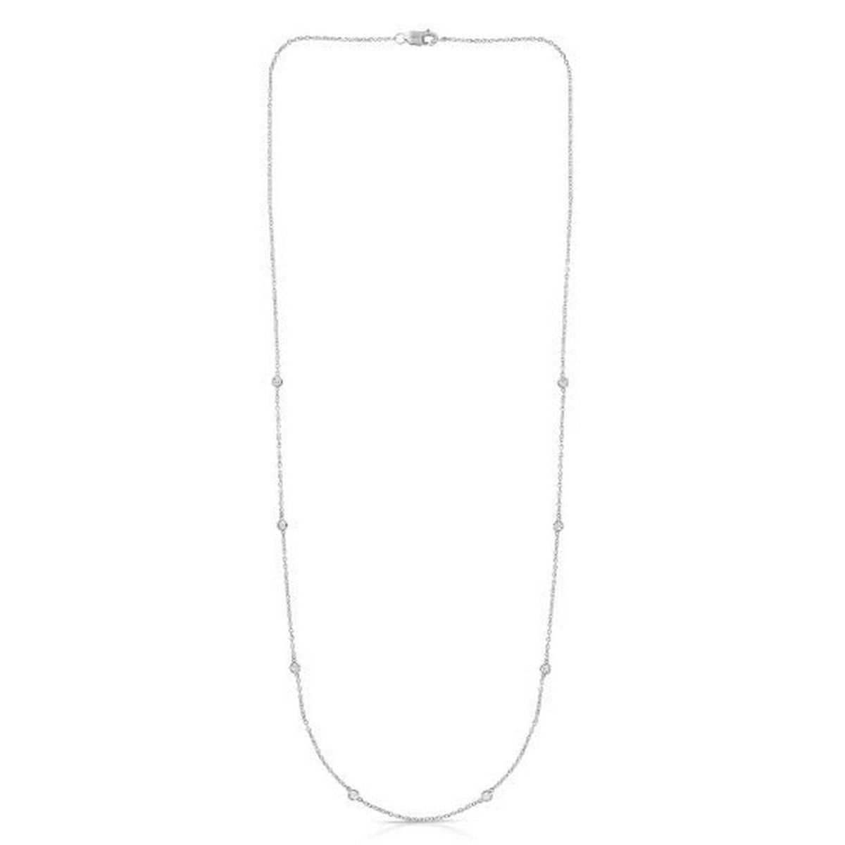 14K White Gold Diamonds by the Yard Necklace, view 2