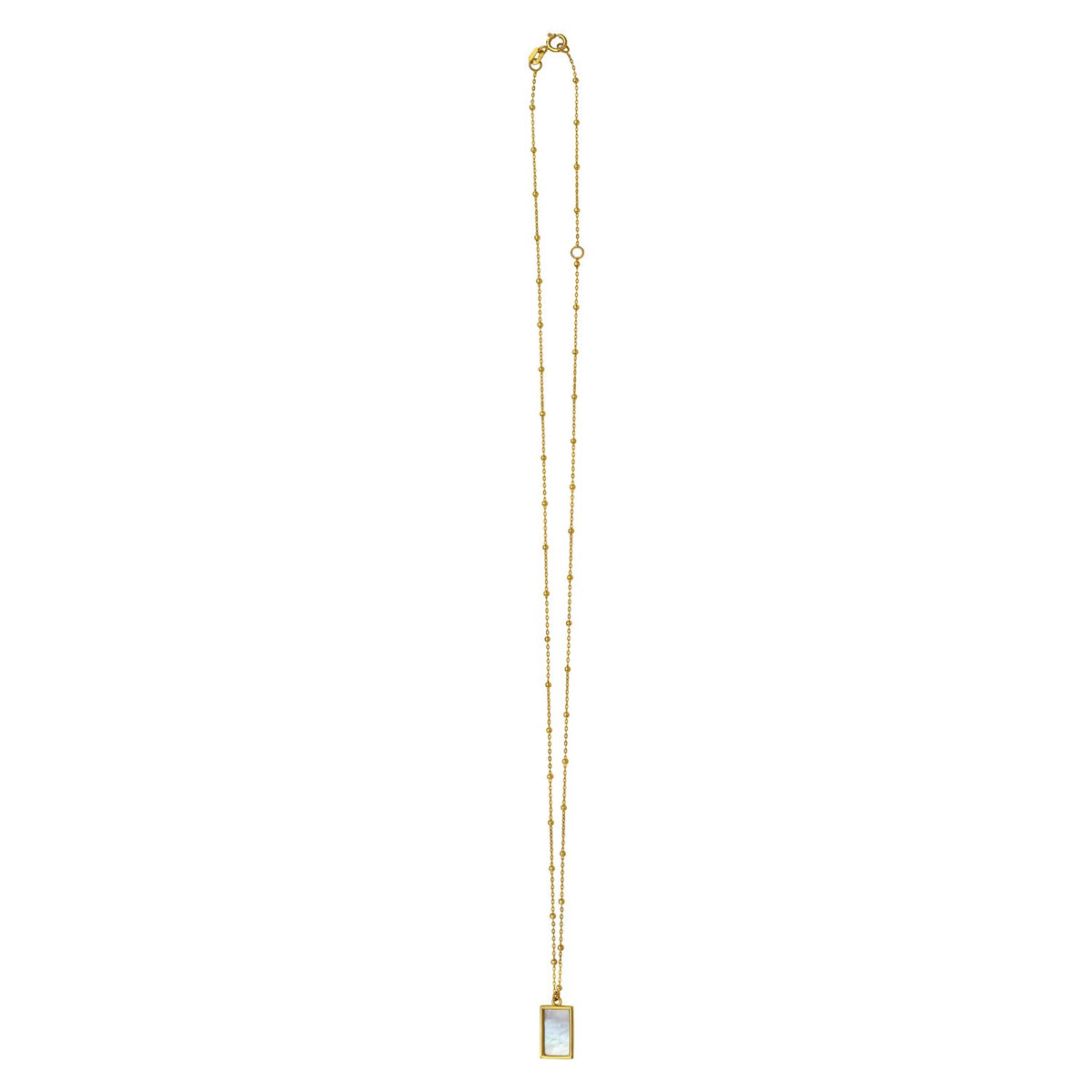 MOP Geometric Gem Rectangle Necklace in 14K Yellow Gold, view 2